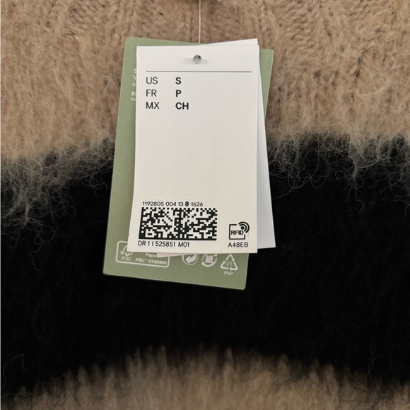 Striped Black and Tan Women's oversized Sweater - Picture 6 of 6